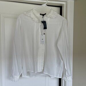 Maje blouse with laced peter pan collar and cuffs